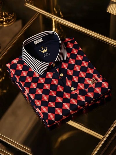 District Seven Men's Classic Business Logo Button Short Sleeve Polo Shirt