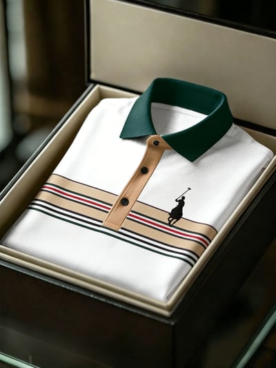 District Seven Men’s Business Style Print Short Sleeved Polo Shirt