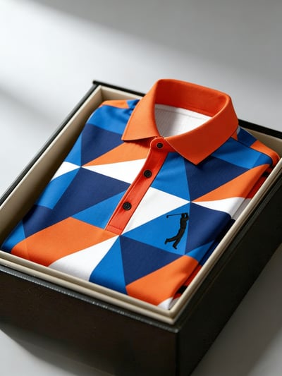 District Seven Men's Business Style Print Short Sleeved Polo Shirt