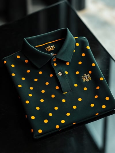 District Seven Men's Classic Business Logo Button Short Sleeve Polo Shirt